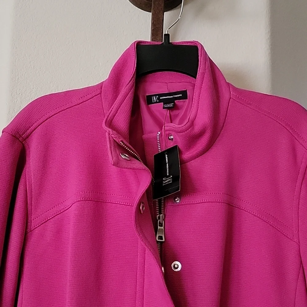 INC Coat Jacket w/Stand Collar Zip/Snap Flap Close Pink size XXL NWT - Picture 6 of 16